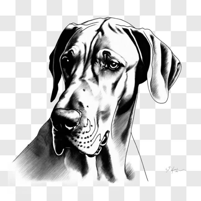 Download Detailed Black and White Drawing of a Great Dane Dog Sketches ...