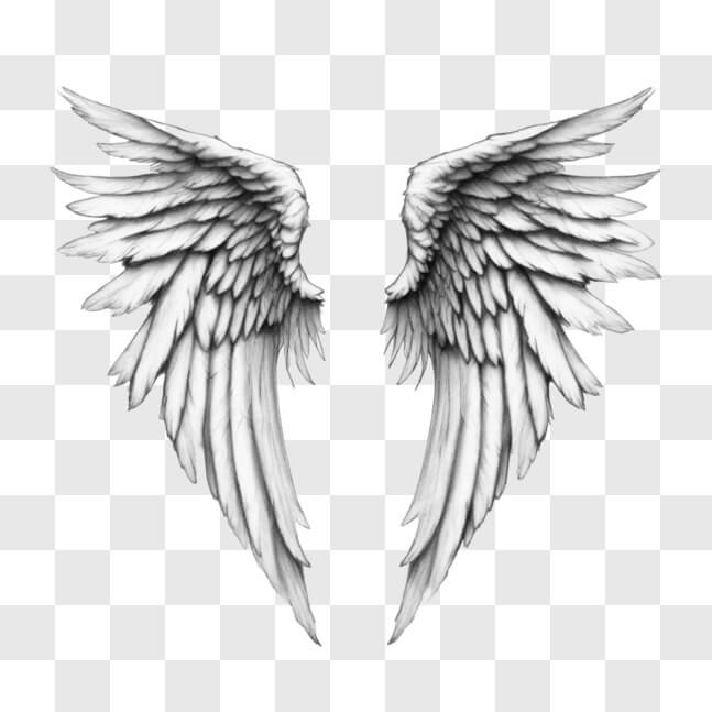 Download Black and White Angel Wings Tattoo on Left Side Sketches ...