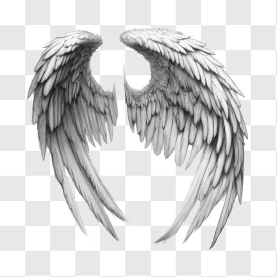 Download Black and White Angel Wings Drawing for Tattoo Inspiration ...