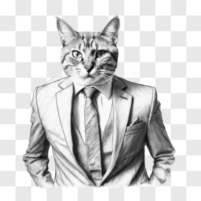 Download Elegantly Dressed Cat Sketches Online - Creative Fabrica
