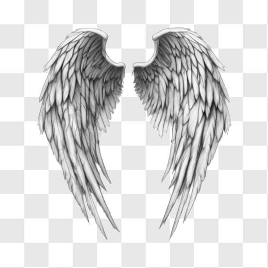Download Black and White Angel Wings Drawing for Tattoo Inspiration ...