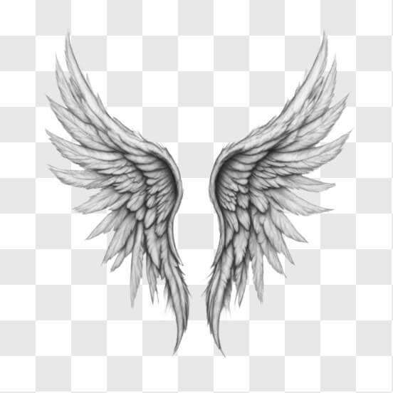 Download Black and White Angel Wings Drawing for Tattoo Inspiration ...