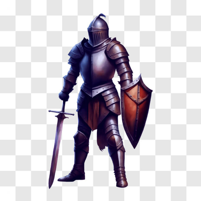 Download Medieval Knight in Full Armor with Sword and Shield PNGs ...