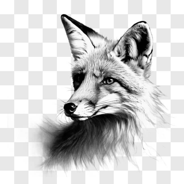 Download Black and White Fox Drawing in Pen and Ink Sketches Online ...