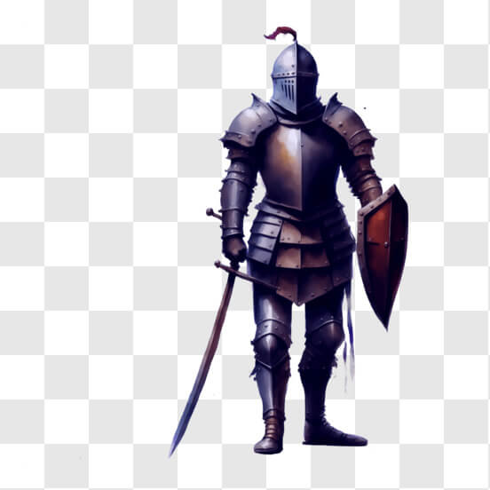 Download Medieval Knight in Full Armor with Sword and Shield PNGs ...