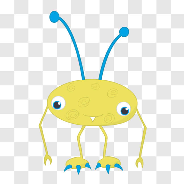 Download Cartoon Alien with Blue Eyes and Big Feet Ready to Attack PNGs ...