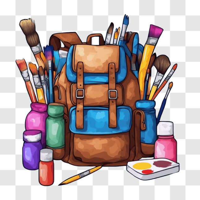 Download Artistic Backpack with Paints and Brushes Cartoons Online ...