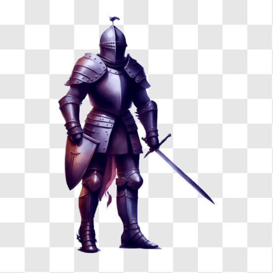 Download Medieval Knight in Full Armor with Sword and Shield PNGs ...
