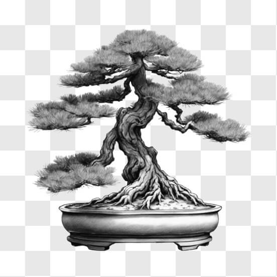 Download Black and White Bonsai Tree Drawing Sketches Online - Creative  Fabrica