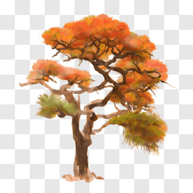 Download Vibrant Tree with Unique Orange Trunk PNG Online - Creative ...
