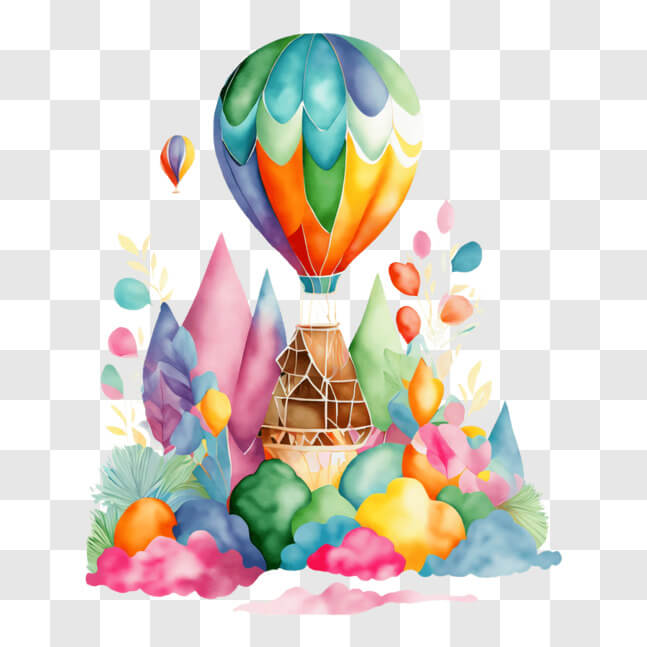 Download Colorful Hot Air Balloon Floating in the Sky PNGs Online ...