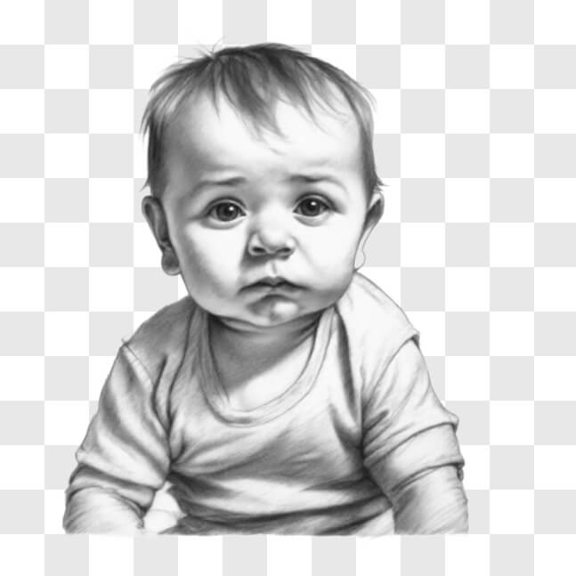 Download Captivating Black and White Baby Drawing Sketches Online