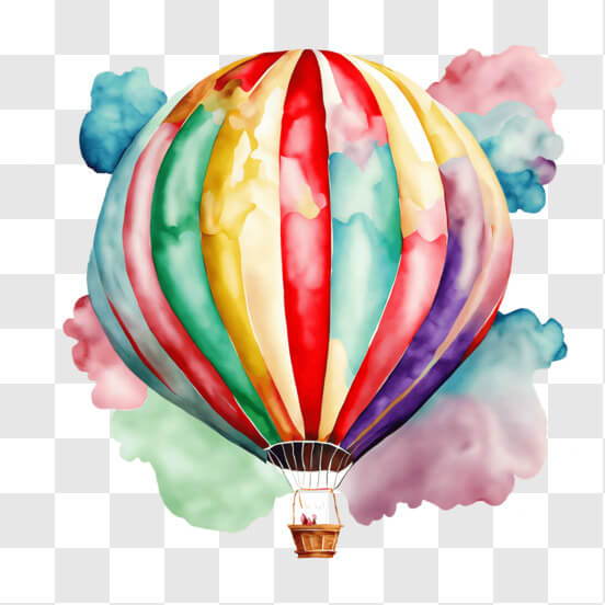 Download Colorful Hot Air Balloon Flying in the Sky with Clouds PNGs ...
