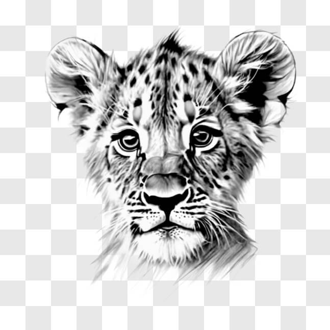 Download Expressive Cheetah Cub Drawing Sketches Online - Creative Fabrica
