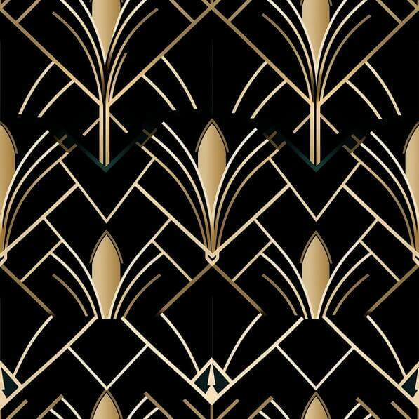 Download Black and Gold Geometric Floral Art Deco Pattern Patterns ...