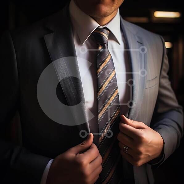 Elegant Man Adjusting His Tie stock photo | Creative Fabrica