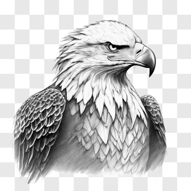 Download Black and White Drawing of Eagle with Tilted Head Sketches ...