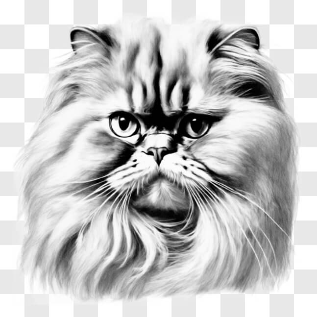 Download Black and White Persian Cat Drawing Sketches Online - Creative ...