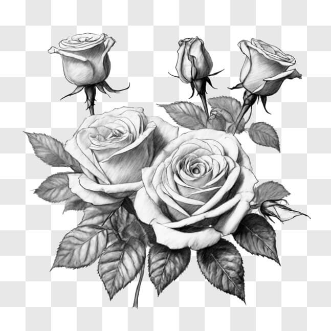 Block Drawing Roses Download Black and White Bouquet of Roses Drawing Sketches Online ...