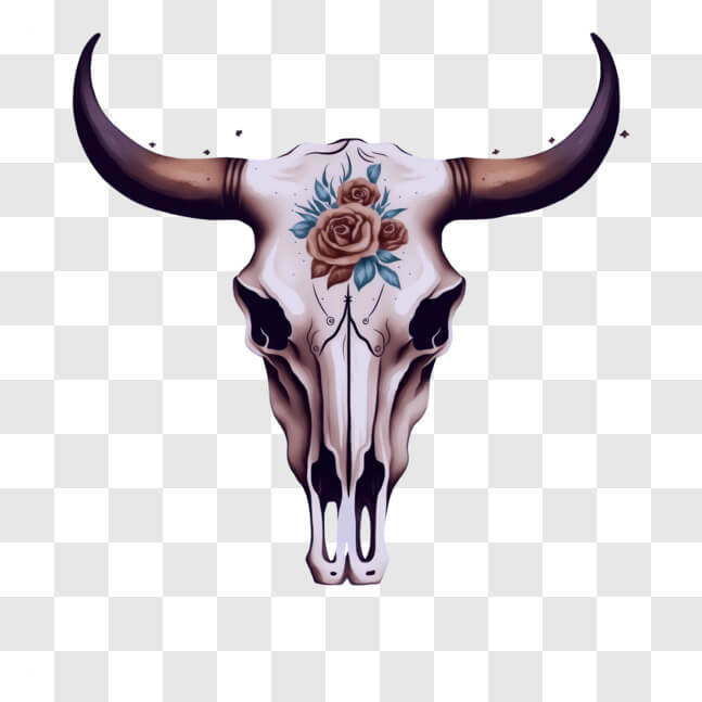 Download Bull Skull with Roses and Tattoos PNGs Online - Creative Fabrica
