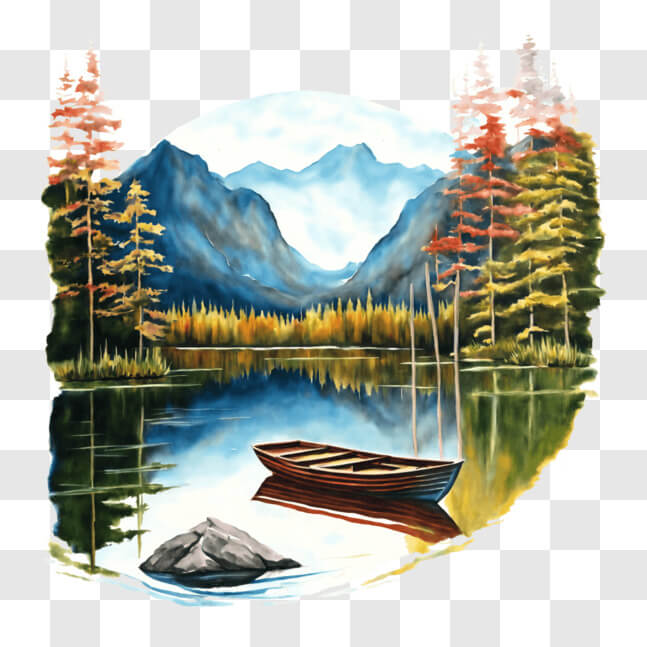 Download Idyllic Lake Scene with Mountains and Trees PNGs Online ...