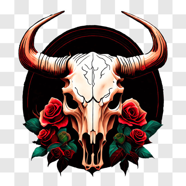 Download Bull Skull with Roses and Tattoo Design PNGs Online - Creative ...