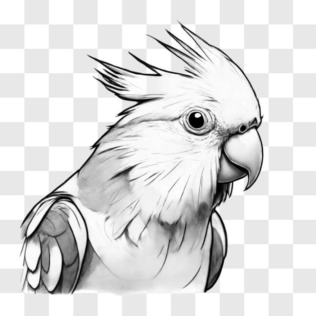 Download Exotic Bird Drawing in Black and White Sketches Online