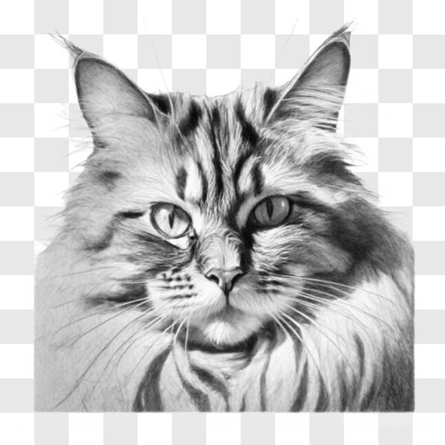 Download Black and White Pencil Drawing of a Cat Sketches Online ...