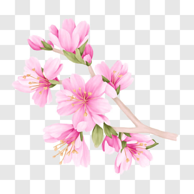 Download Beautiful Pink Cherry Blossom Branch for Decoration PNG Online ...