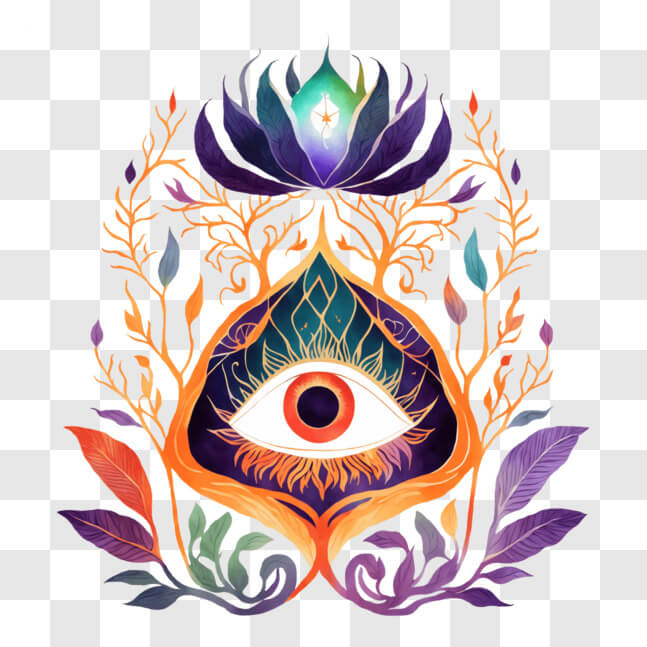 Download All-Seeing Eye with Lotus Flower and Colorful Flowers PNGs ...