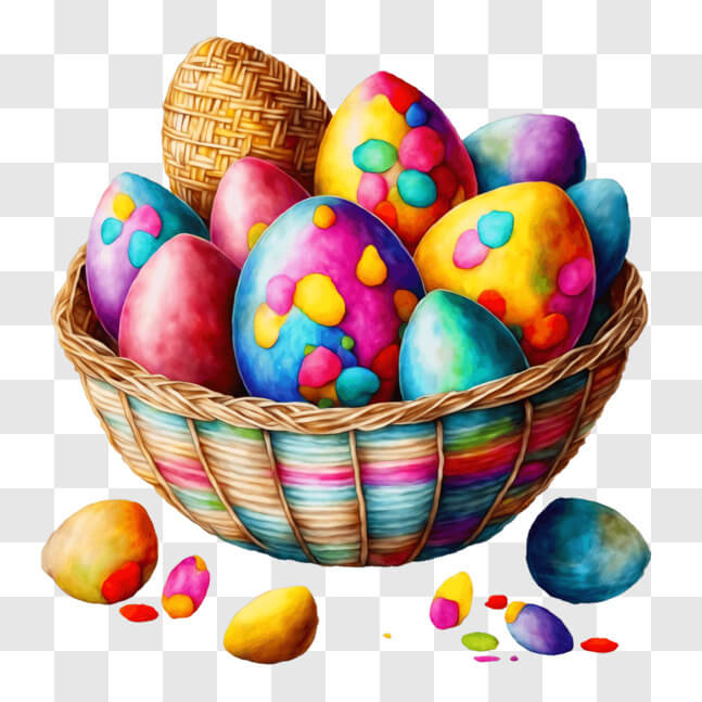 Download Vibrant Easter Eggs and Candy in a Basket PNG Online ...