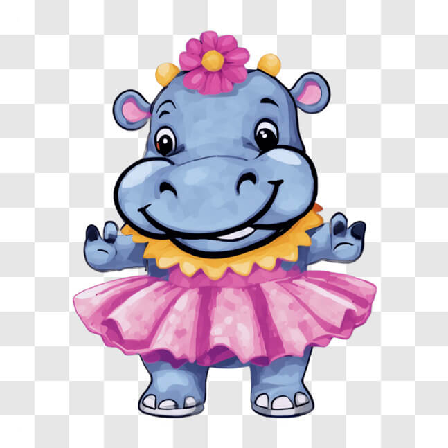 download-cartoon-hippopotamus-in-pink-ballerina-dress-cartoons-online