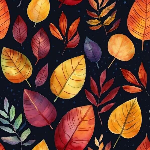 Download Autumn Leaves Seamless Pattern on Dark Background Patterns ...