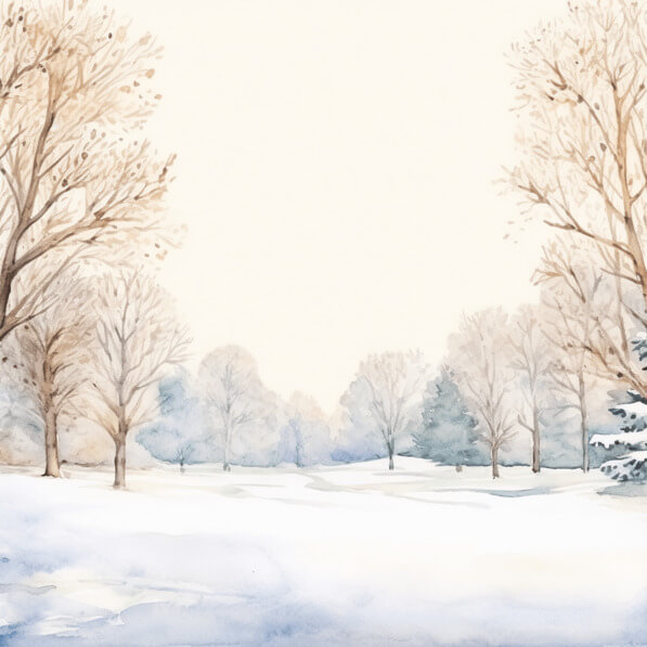 Download Winter Landscape Watercolor Painting with Trees, Snow, and Ice ...
