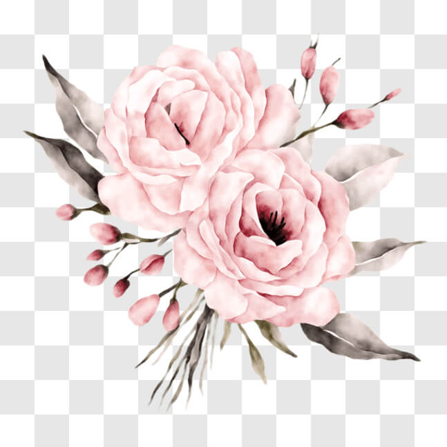 Download Beautiful Watercolor Pink Roses Painting PNG Online - Creative ...