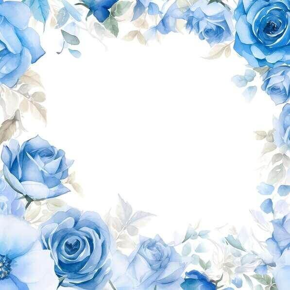Download Floral Frame with Blue Roses and Green Leaves Backgrounds ...