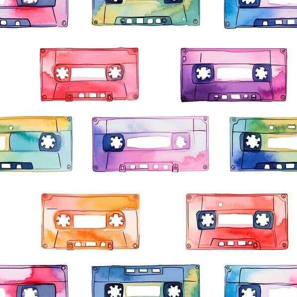 Download Colorful Watercolor Tape Cassettes Seamless Pattern Patterns ...