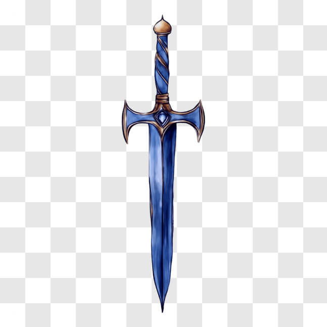 Download Iconic Video Game Sword with Blue Blades on Black Background ...