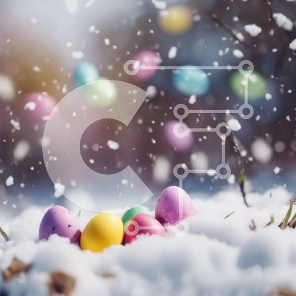 Spring Easter Snow Download Colorful Easter Eggs in the Snow with Falling Snowflakes ...
