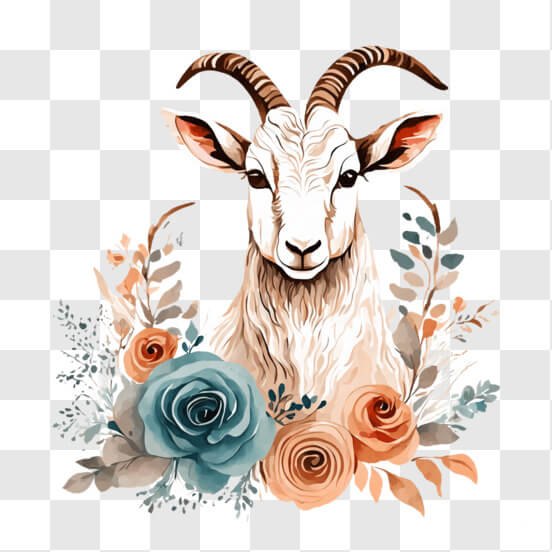 Download Majestic Goat with Long Horns PNG Online - Creative Fabrica