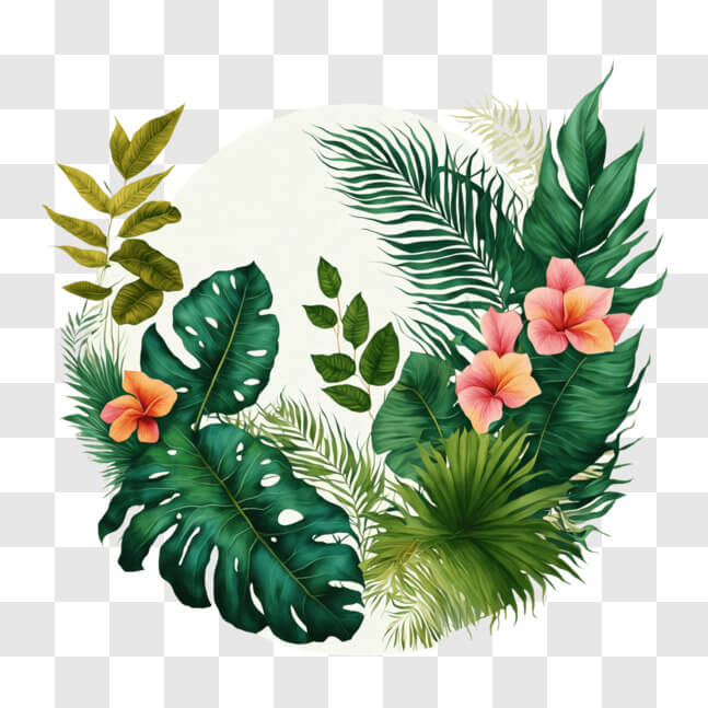 Download Beautiful Tropical Plant and Flower Arrangement PNG Online ...