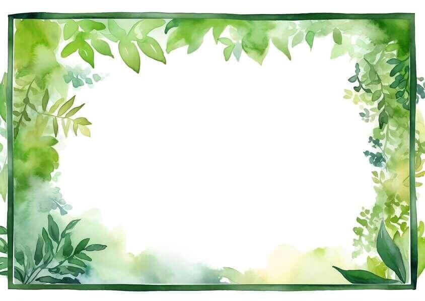 Download Watercolor Frame with Green Leaves and Flowers Backgrounds ...