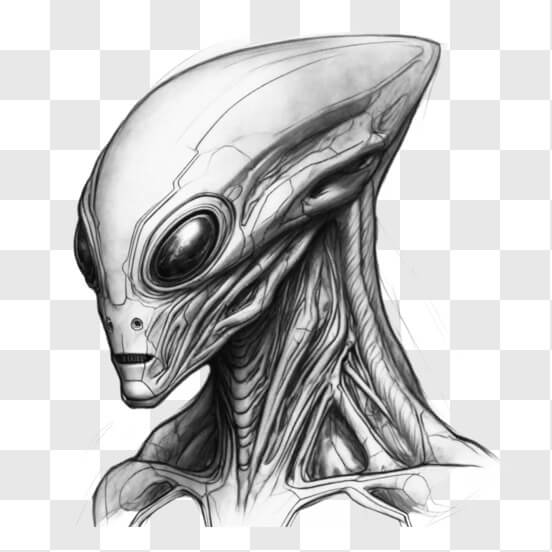 Download Detailed 3D Model of Alien Head Sketches Online - Creative Fabrica
