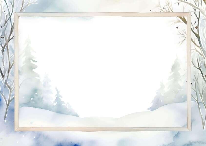 Download Winter Watercolor Frame with Snowy Trees Backgrounds Online ...