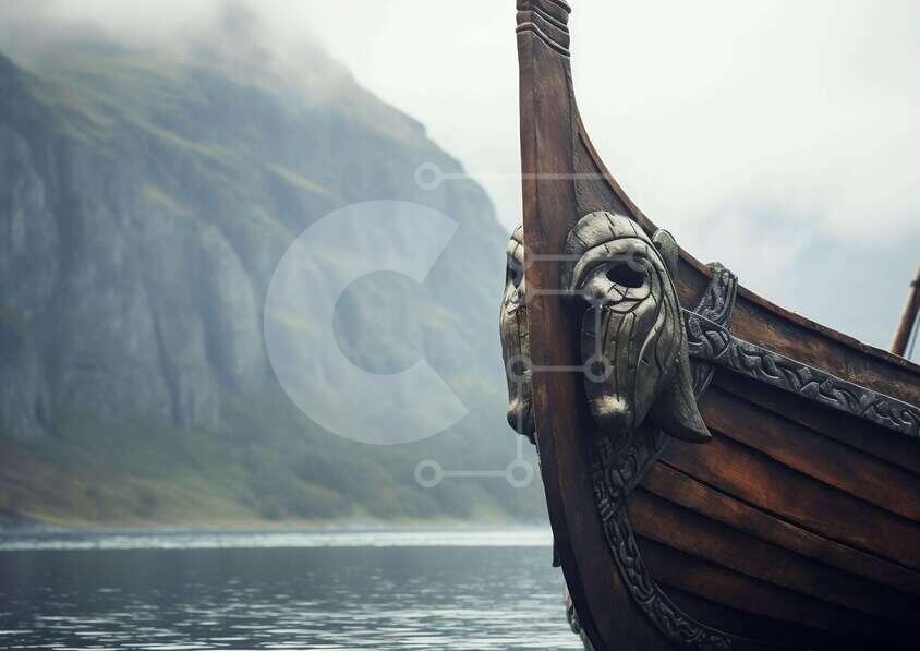 Serene Scene of Wooden Boat on a Mountain Lake stock photo | Creative ...