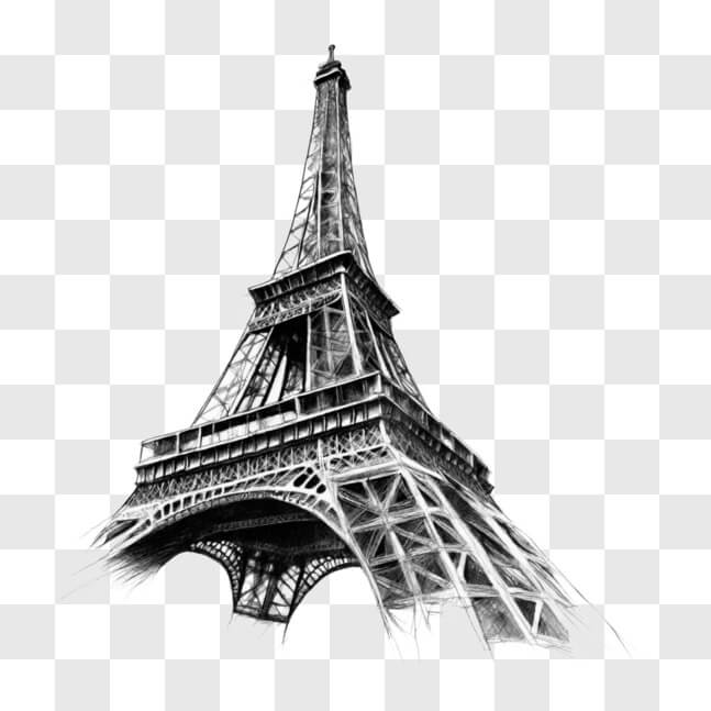 Download Realistic Black and White Drawing of the Eiffel Tower Sketches ...