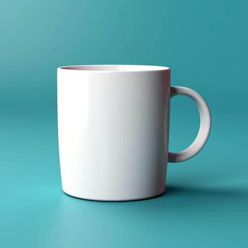 Download Simple and elegant white coffee mug on aqua blue background ...