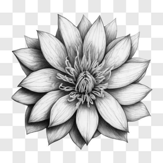 Download Intricate Lotus Flower Drawing in Black and White Sketches ...
