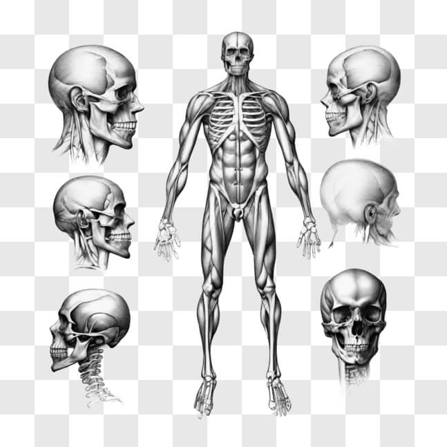 Download Black and White Human Skeleton Anatomy Drawing Sketches Online ...