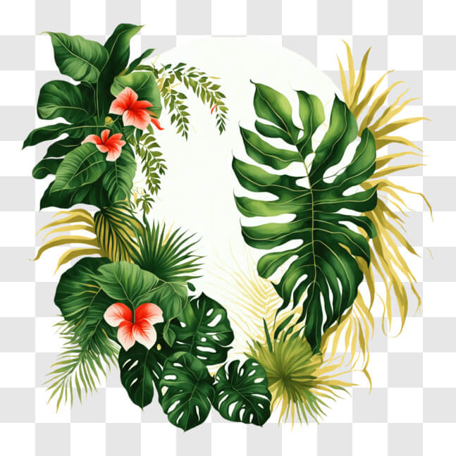 Download Decorative Tropical Plant and Flower Arrangement PNG Online ...